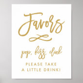 Poster Faveurs de lettre main chic or Pop, Fizz, Clink (Devant)