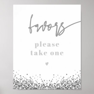 Poster Faveurs de mariage à paillettes en argent REGINA D