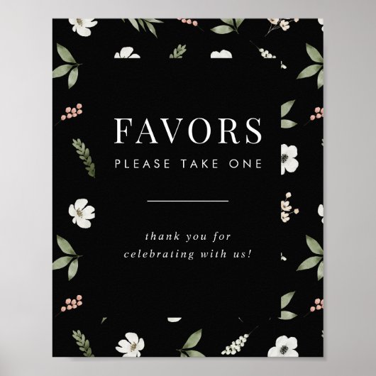 Poster Faveurs De Mariage Floral S'Il Vous Plaît Prendre (Devant)