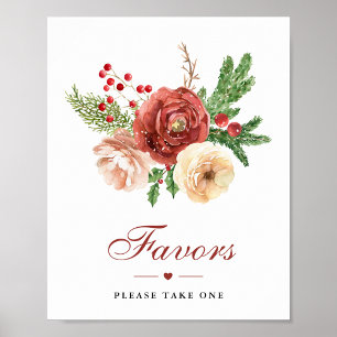 Poster Faveurs de mariage hivernal en terre cuite à feuil