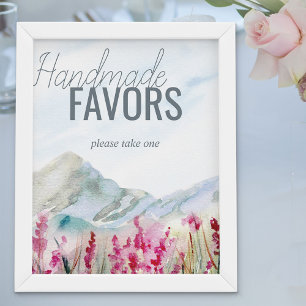 Poster Faveurs de mariage montagnard aquarelle