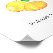 Poster faveurs de mariage thème aquarelle citron panneau  (Coin)