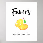 Poster faveurs de mariage thème aquarelle citron panneau  (Devant)