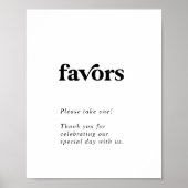 Poster Faveurs De Mariage Typographie Noire Moderne (Devant)