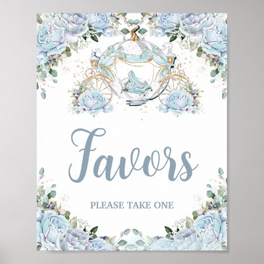 Poster Faveurs de Princesse Carrosse Citrouille Roses Ble (Devant)