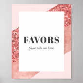 Poster Faveurs de Rose Gold, Blush & Sequin pour Baby Sho (Devant)