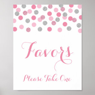 Poster Faveurs Douche Rose & Argent S'Il Vous Plaît Prend