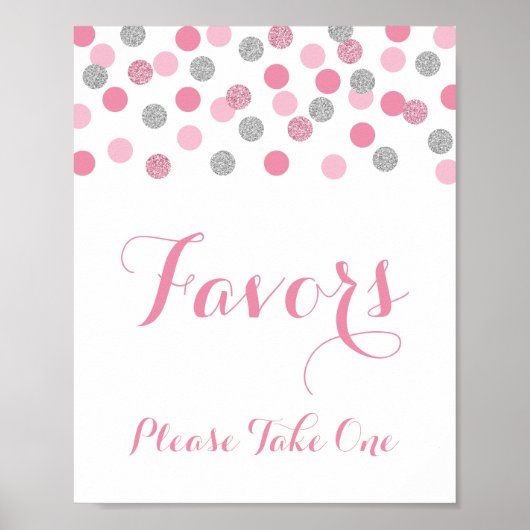 Poster Faveurs Douche Rose & Argent S'Il Vous Plaît Prend (Devant)