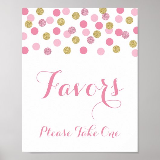 Poster Faveurs Douche rose et or S'il vous plaît prendre  (Devant)