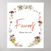 Poster Faveurs du Baby shower de champignons Fleurs sauva (Devant)