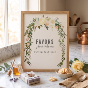 Poster Faveurs élégantes personnalisées Rose Bébé Sprinkl