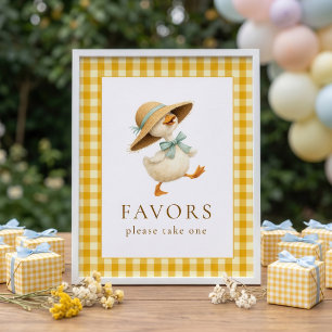 Poster Faveurs Imprimables de Bébé Oie Jaune à Carreaux S