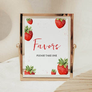 Poster Faveurs minimalistes de fraises rouges
