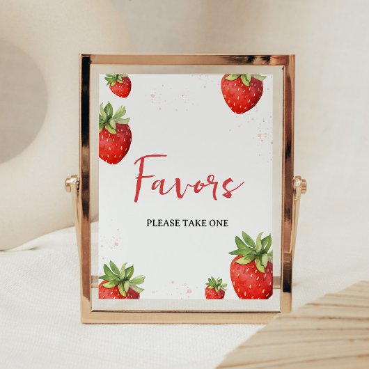 Poster Faveurs minimalistes de fraises rouges