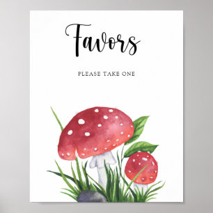 Poster Faveurs pour baby shower champignons amanite tue-m