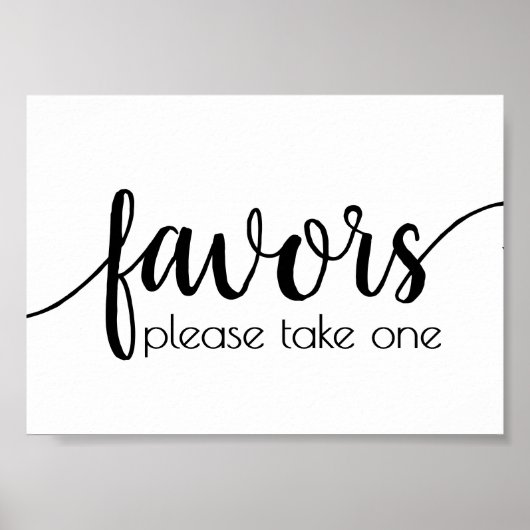 Poster Faveurs simples | Black Script Wedding Party Event (Devant)