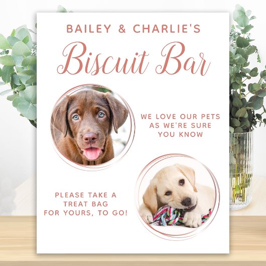 Poster Favor de mariage pour chien Rose Gold Bar à biscui