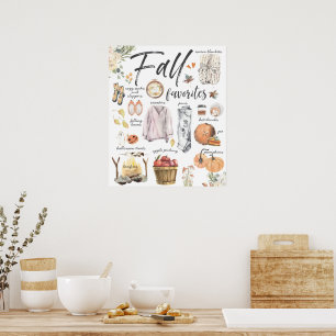 Poster Favoris automnaux tendance   Illustrations aquarel