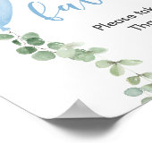 Poster Favoris ballons bleus baby shower verdoyant (Coin)