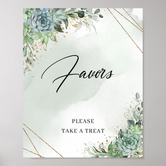 Poster Favoris de Boho Summer succulentes eucalyptus or e (Devant)