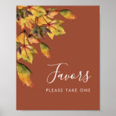 Poster Favoris de mariage rustiques marron automne feuill (Devant)