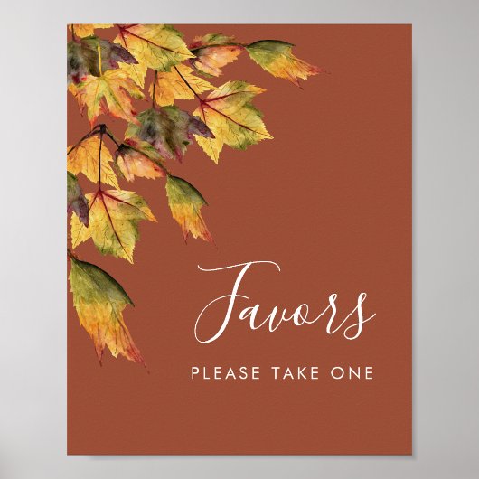 Poster Favoris de mariage rustiques marron automne feuill
