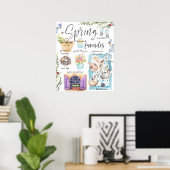 Poster Favoris de printemps tendance | Illustration aquar (Bureau à domicile)
