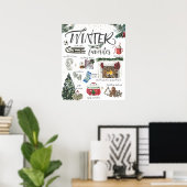 Poster Favoris hivernaux tendance | Illustrations d'aquar (Bureau à domicile)