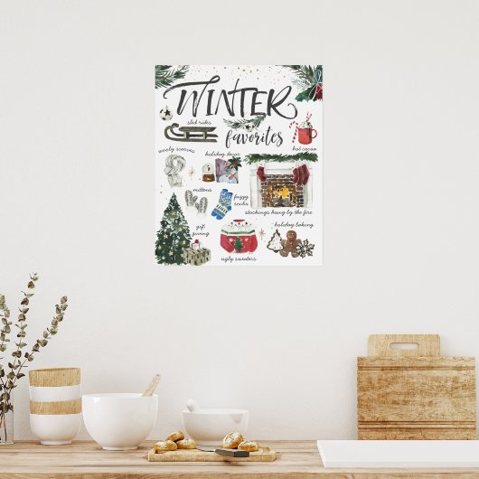 Poster Favoris hivernaux tendance | Illustrations d'aquar (Cuisine)