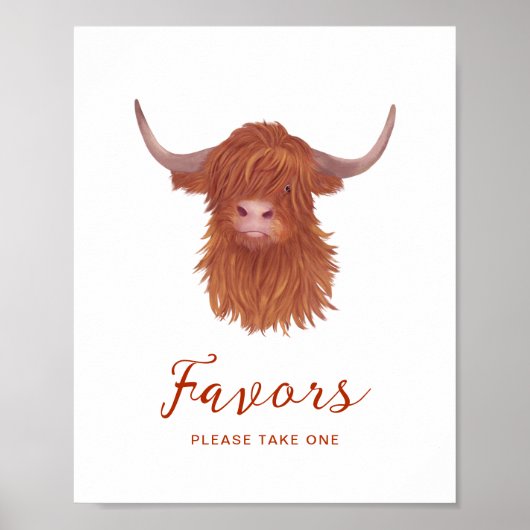 Poster Favoriser Highland Cow Baby shower (Devant)