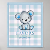 Poster Favoriser le Baby shower d'ours gris mou de table (Devant)