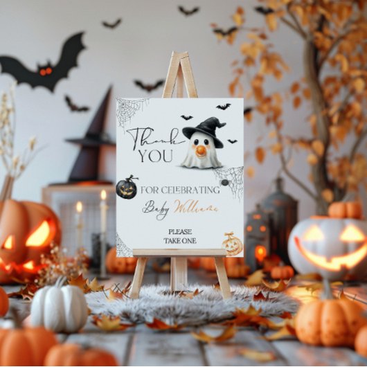 Poster Favoriser le petit Baby shower Boo Halloween