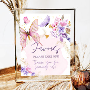Poster Favoriser Papillon Floral Jardin Douche Anniversai