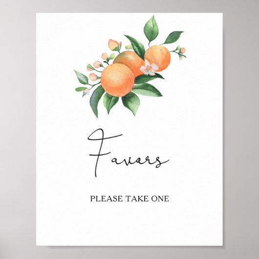 Poster Favors de mariage à l'aquarelle citrus - prenez-en (Devant)