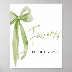 Poster Favors Panneau Élégante Coquette Arc Vert Aquarell