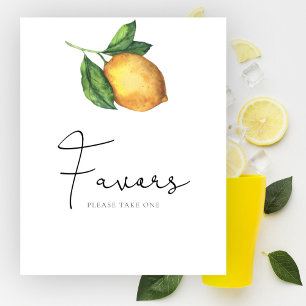 Poster Favors pour une baby shower aquarelle citron