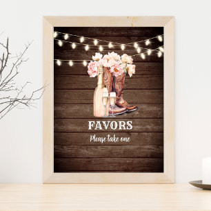 Poster FAVORS signe Cowgirl Boots Champagne Fête des mari
