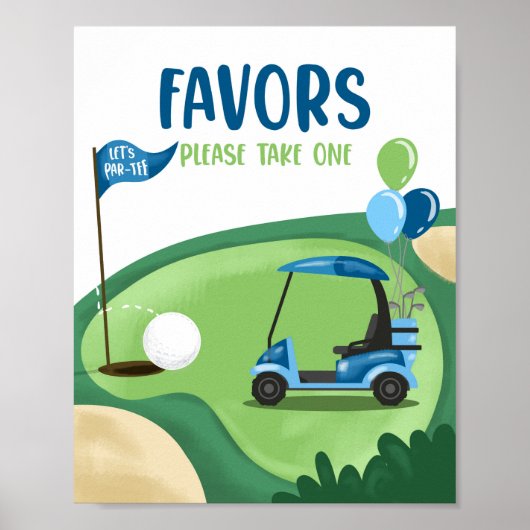 Poster Favors Thank You Golf Par-Tee Boy Birthday Sign (Devant)