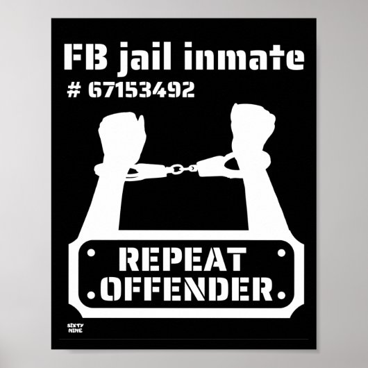 Poster "FB JAIL INMATE" drôle de détenu (Devant)