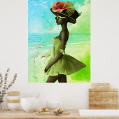 Poster *~* FD2 25 Gras Flamant rose Tropical Black Woman (Cuisine)