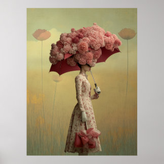 Poster *~* FD2 26 Surreal Retro Flowers Umbrella Vintage