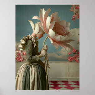 Poster *~* FD2 29 Femme Fleurs Rétro Floral Surréaliste