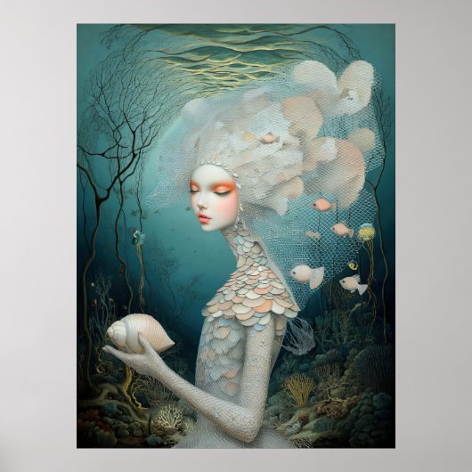 Poster *~* FD2 2 Déesse de l'Eau Fantastique Mer Sirène (Devant)