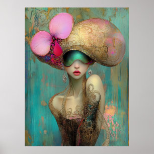 Poster *~* FD2 35 Orné Nouveau Fantastique Femme Éthérée 