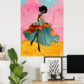 Poster *~* FD2 39 GODDESS Tropicaux Vibrant femme noire (Bureau à domicile)