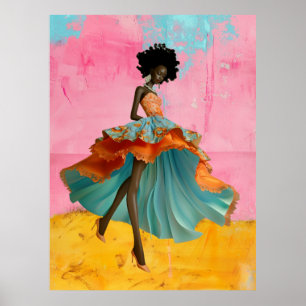 Poster *~* FD2 39 GODDESS Tropicaux Vibrant femme noire
