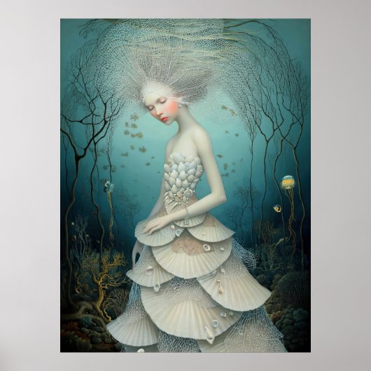 Poster *~* FD2 3 Déesse de l'Eau Fantastique Mer Sirène (Devant)