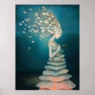 Poster *~* FD2 5 Déesse de l'Eau Fantastique Mer Sirène