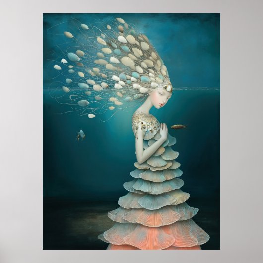 Poster *~* FD2 5 Déesse de l'Eau Fantastique Mer Sirène (Devant)