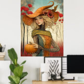 Poster *~* FD2 Automne Fille Automne Rétro CITROUILLE 8 (Bureau à domicile)